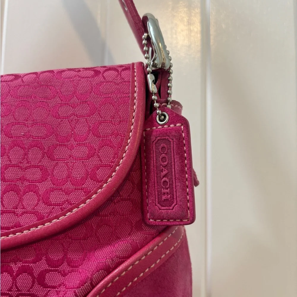 Coach Soho Mini Pink Signature Canvas Suede Denim Vintage Y2K Coach 6818 - Picture 7 of 15
